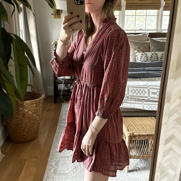 Red Plaid Button-Down Dress - Picture 3 of 11